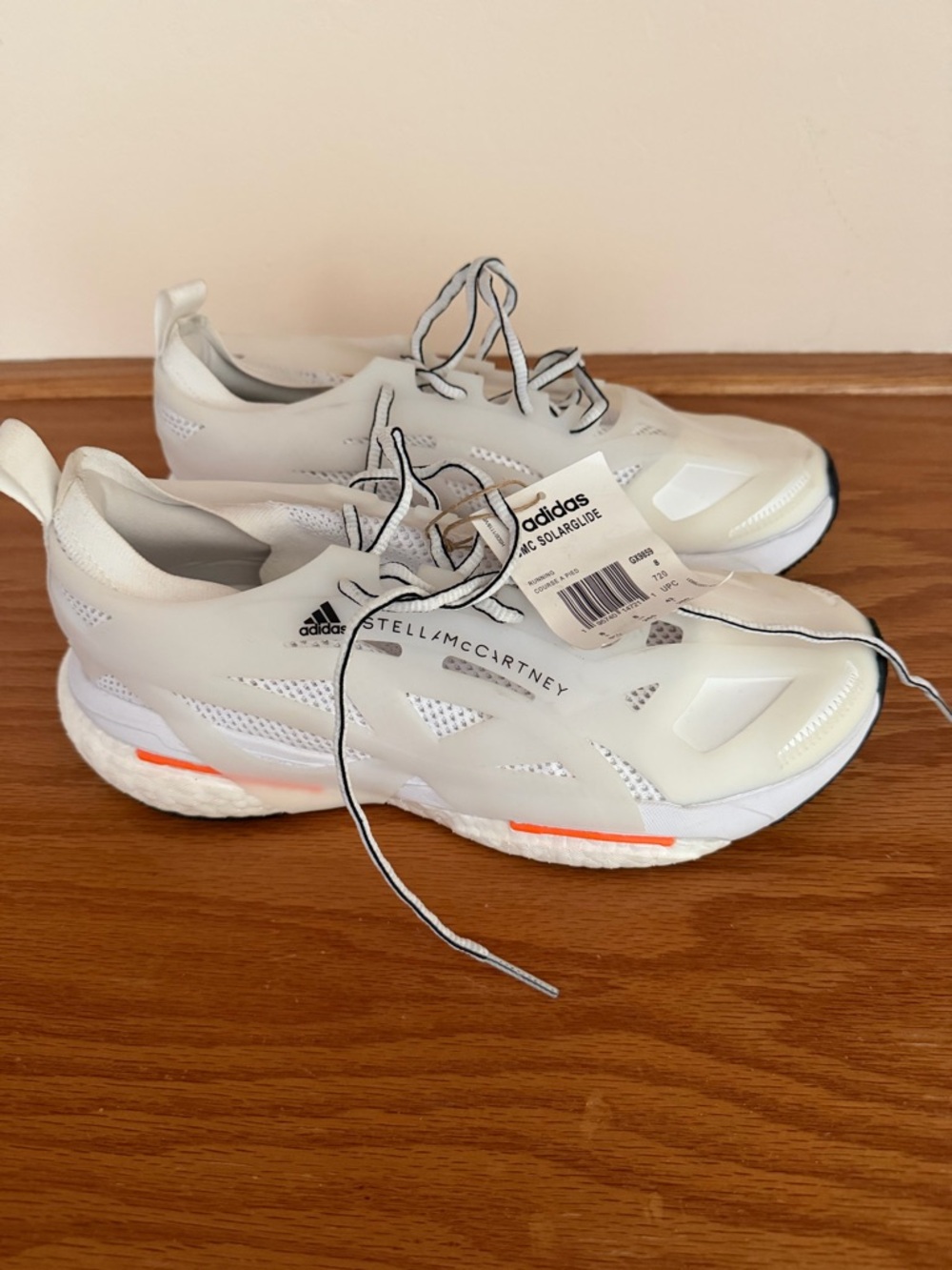 Adidas by Stella McCartney White Sneakers with Orange Highlights